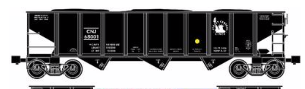 Case of 6 RMT CNJ 3 bay 70-ton hopper car , 3 rail, Shipping Sept 4th