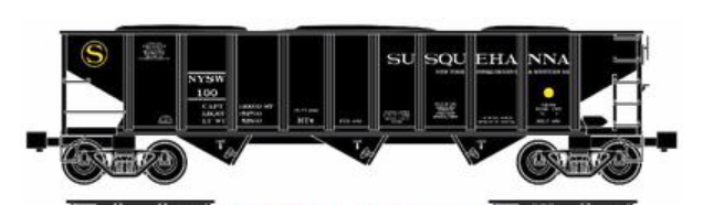 RMT Susquehanna 3 bay 70-ton hopper car , 3 rail, Shipping Sept 4th