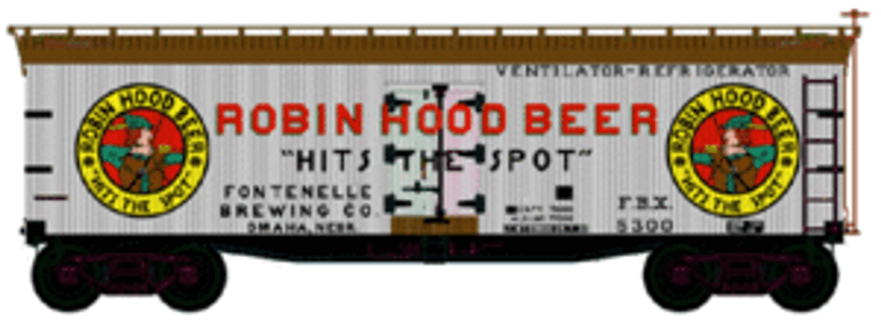 Atlas Robin Hood Beer  40' wood reefer, 3 rail or 2 rail