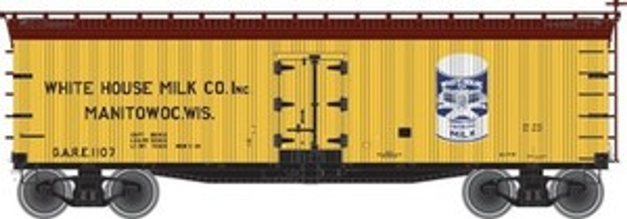 Atlas O White House Milk 40' wood reefer, 3 rail or 2 rail