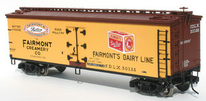 Atlas O Fairmont Creamery 40' wood reefer, 3 rail or 2 rail