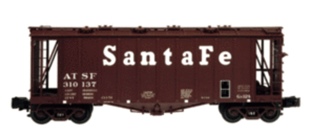 Atlas O Santa Fe  (tuscan, large letters) Airslide Covered Hopper car, 2 rail  or 3 rail