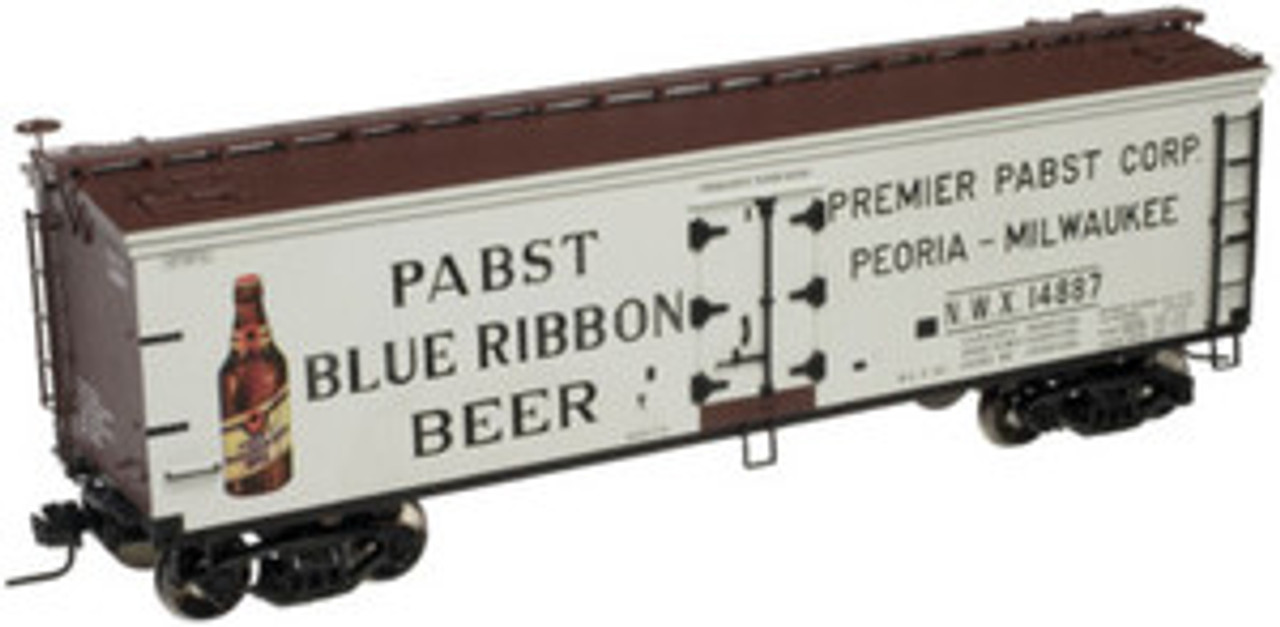 Atlas O Pabst Beer  (blue ribbon)40' wood reefer, 3 rail or 2 rail