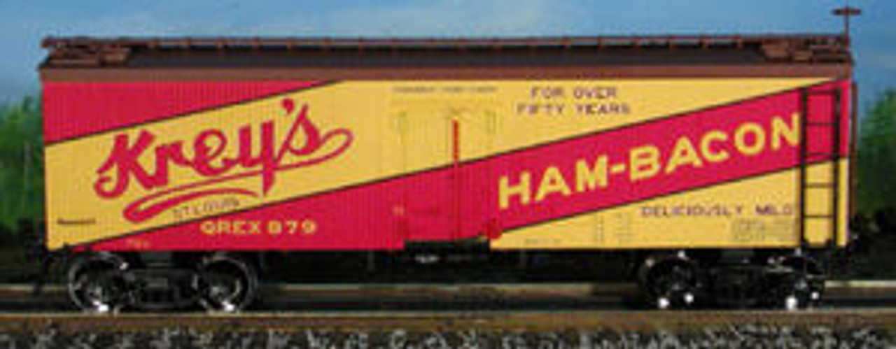 Atlas O Kreys Ham and Bacon 36' reefer, 3 or 2 rail