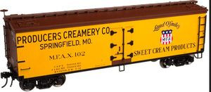 Atlas O Producers Creamery 40' wood reefer, 3 rail or 2 rail