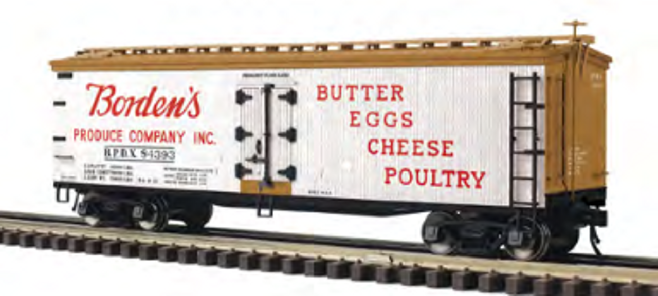 Pre-order for Atlas O Bordens Produce 40' Wood Reefer, 3 rail or 2 rail