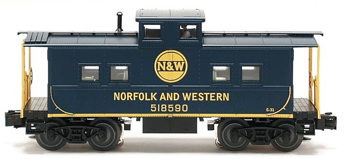 Weaver N&W center cupola caboose, 3 rail, interior and lightig