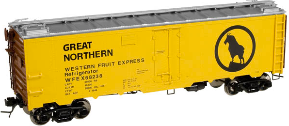 Atlas O  GN Western Fruit Express (large logo)  40'  steel reefer, 3 or 2 rail