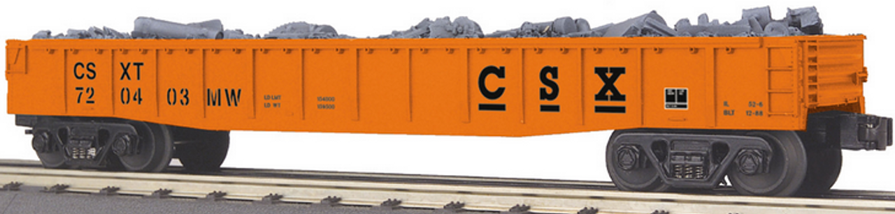 MTH Railking CSX gondola w simulated scrap load, 3 rail