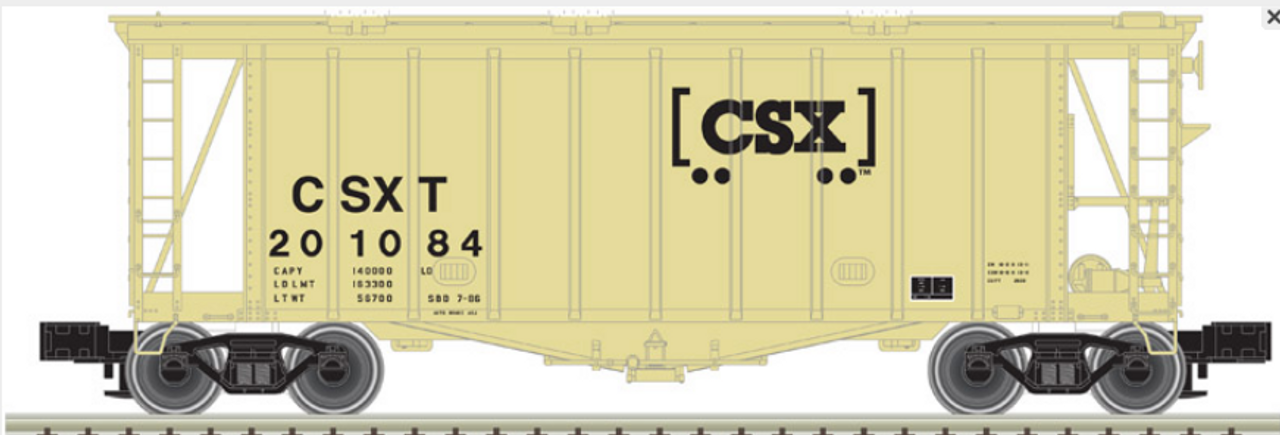 Atlas O CSX Airslide Covered Hopper, 3 rail or 2 rail