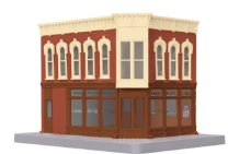 MTH  Union Pacific Ticket Office Corner store Building w/ Blinking sign