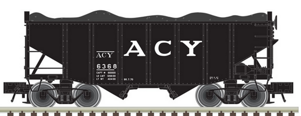 Atlas O ACY  2 Bay Fishbelly Hopper, 3 rail or 2 rail