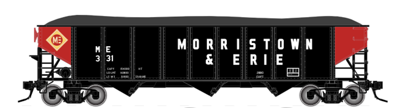 PDT exclusive Atlas O Morristown and Erie 3 bay hopper car