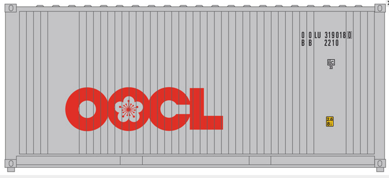 Package of 2 Atlas O  OOCL 20' containers 