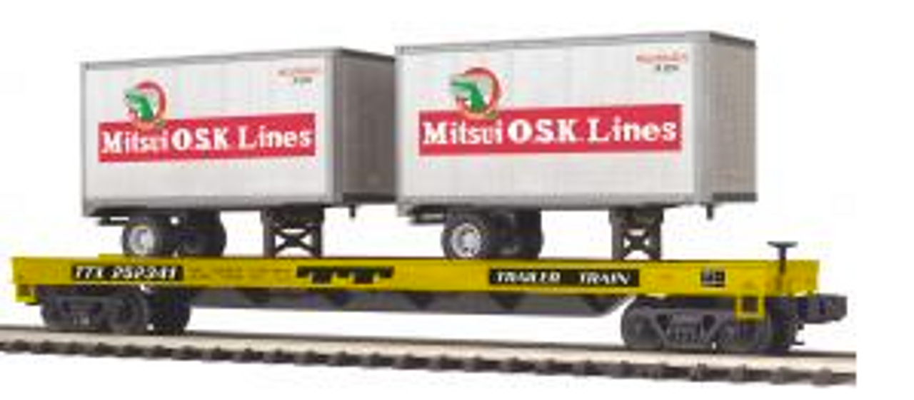 MTH Premier TTX Flat Car with (2) 20'  MOL Trailers, 3 rail