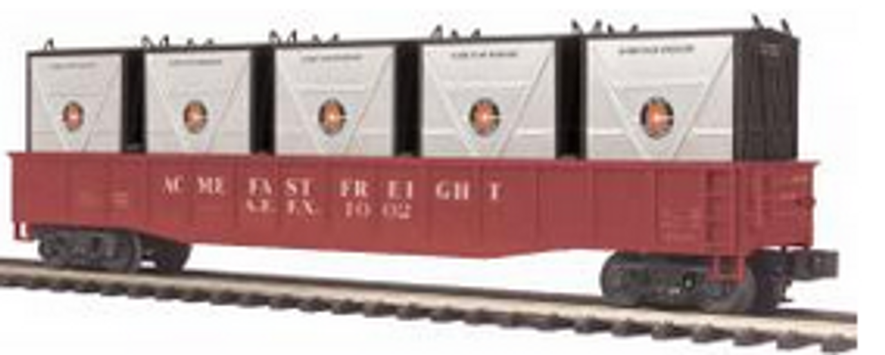 MTH Premier Acme Freight Gondola  w/ 5 LCL Containers, 3 rail