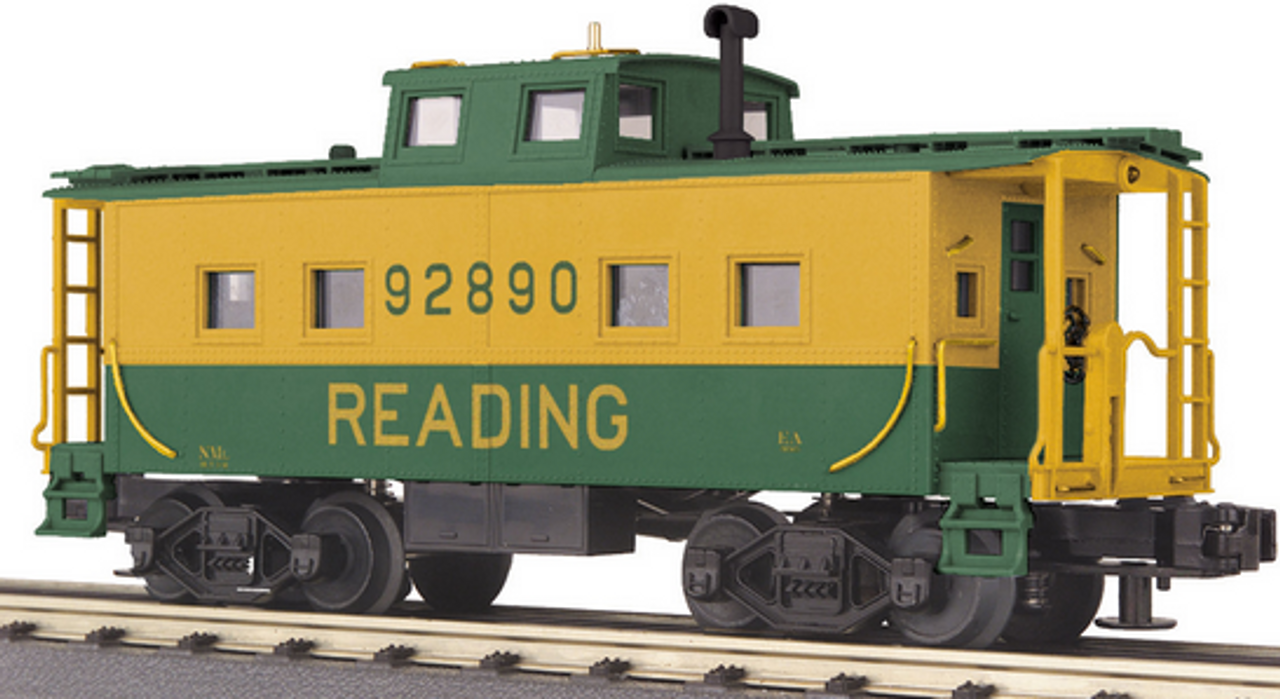 MTH Premier  Reading  (ylw/grn) Northeastern style center cupola Caboose, 3 rail