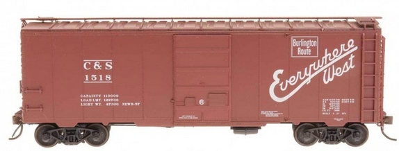 Weaver C&S  (burlington) 1920's-1960's ARA 40' box car, 3 rail or 2 rail