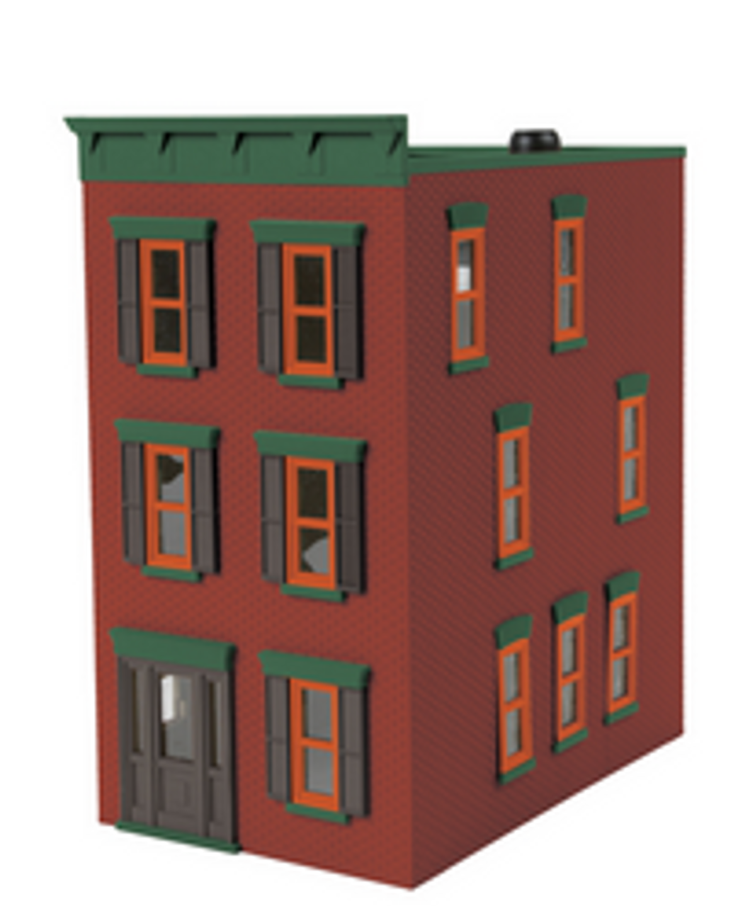 MTH O gauge Town House brick red with black Shutters