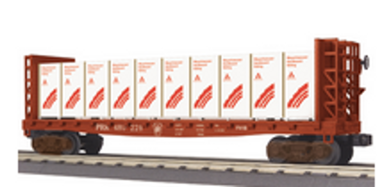 MTH Railking semi scale PRR bulkhead flat car with Weyerhaeuser lumber load, 3 rail