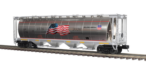 Pre-order for MTH Premier UP 1776-2026 (plated silver) 100 ton covered hopper car, 3 rail