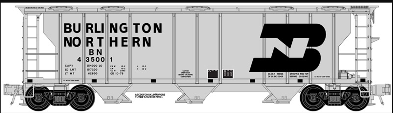 Atlas O BN  (gray/blk)  40' 3 Bay PS-2 Covered Hopper Atlas O BN  (gray/blk)  40' 3 Bay PS-2 Covered Hopper