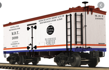 MTH Premier NYC/MDT 36' wood reefer,  3 railor 2 rail