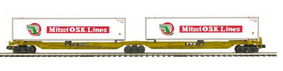 MTH Premier TTX  2 platform intermodal spine car with 2 Mitsui-OSK 48' containers , 3 rail