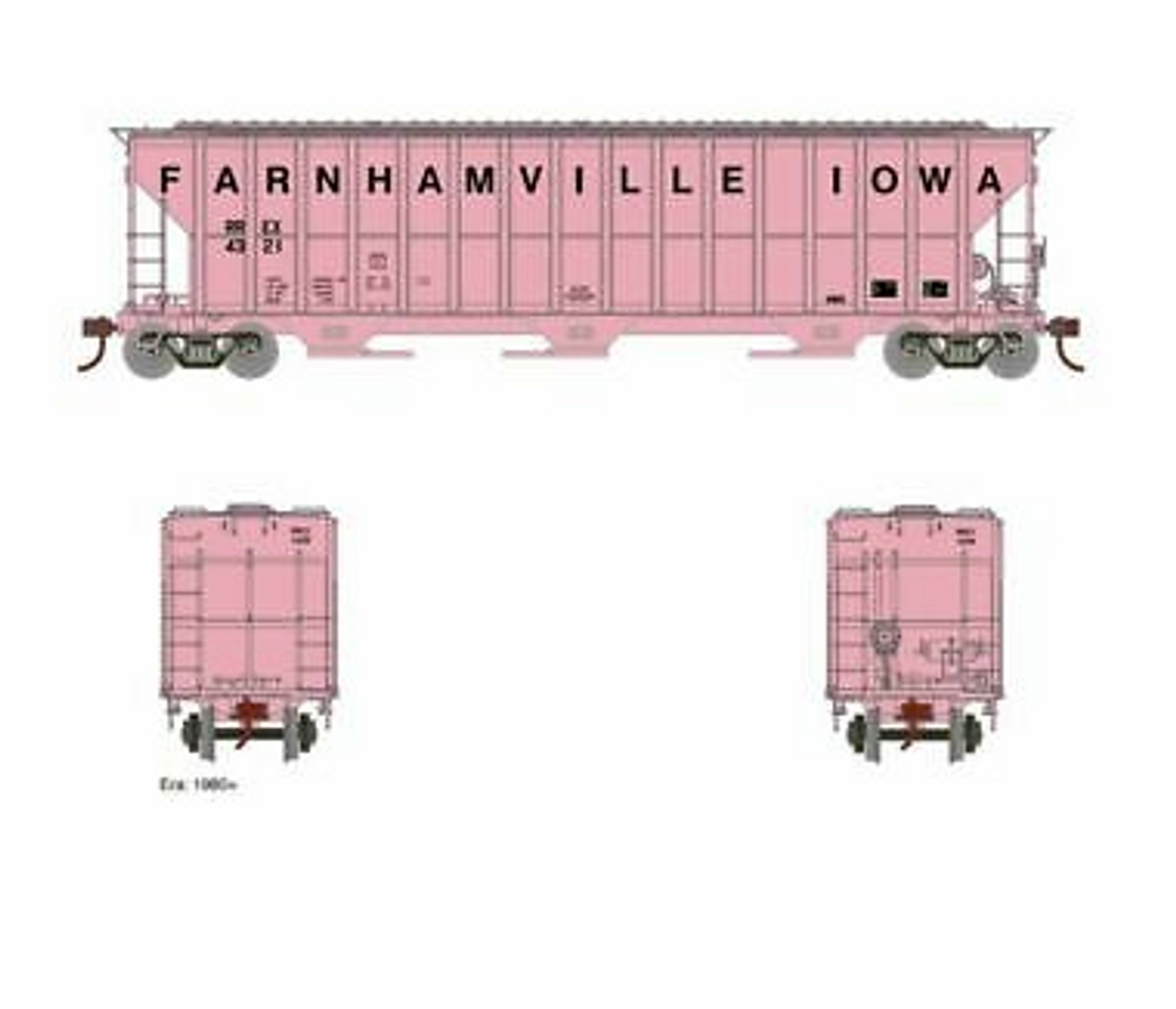 Atlas O  PDT exclusive Set of 6 Pink Grain elevator PS4750 Covered Hopper cars..2 rail