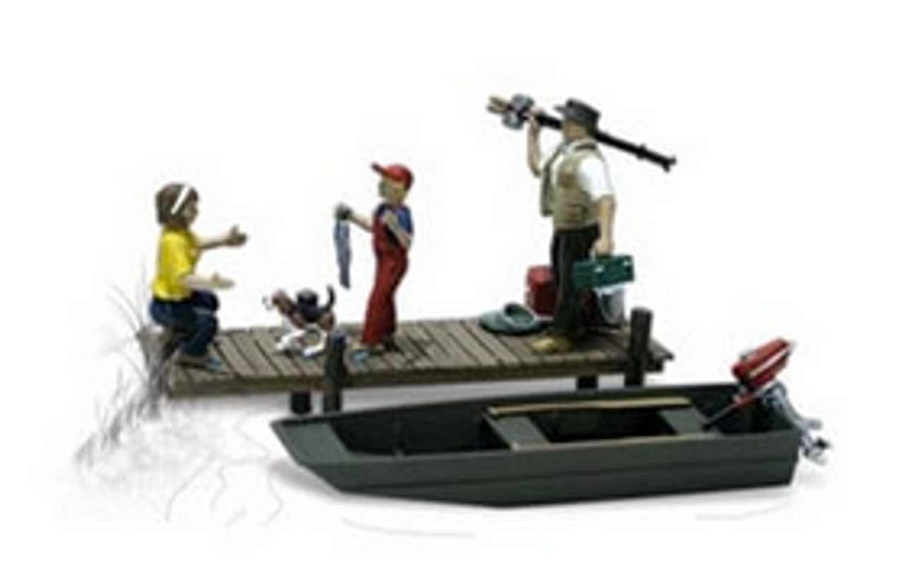 Woodland Scenics O gauge Family boating/fishing trip   set