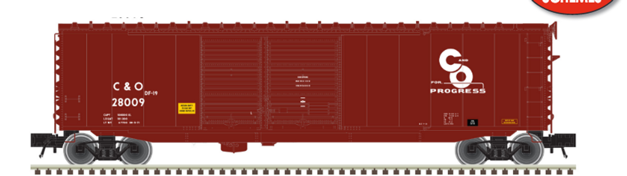 Atlas O  C&O (tuscan) 50' modernized double door box car, 3 rail or 2 rail