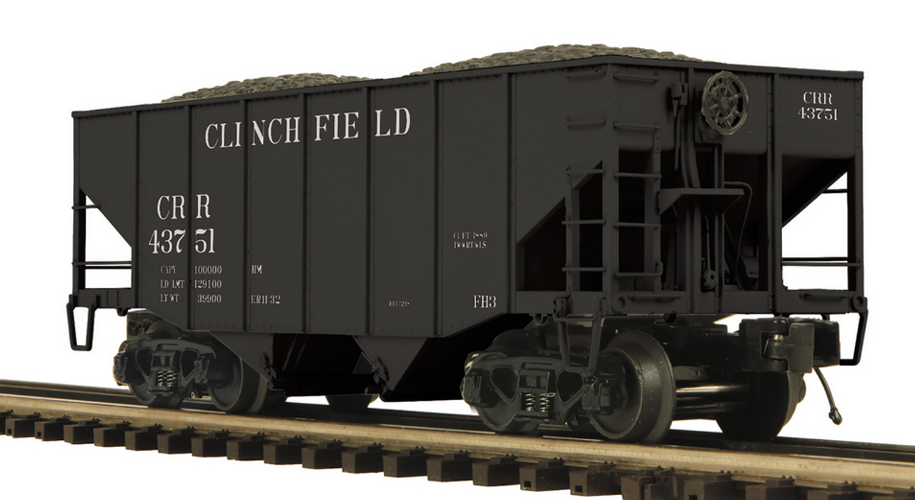 PDT special run MTH Premier 6 car set of Clinchfield  2 bay fishbelly  hopper cars,  2 rail