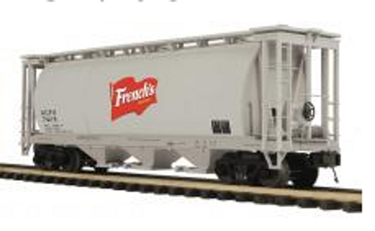Pre-order for MTH Premier  French's   Cylindrical  3 bay  covered hopper car, 3 rail