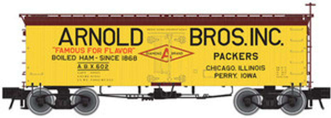 Atlas O Arnold Bros  36' wood reefer, 3 rail or 2 rail