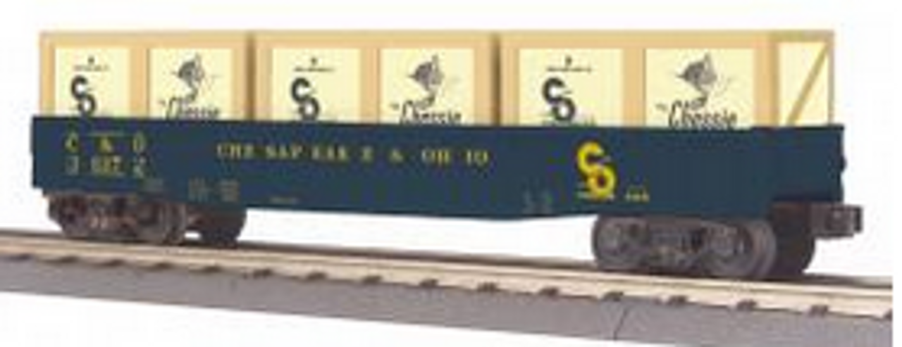 MTH Railking C&O gondola car with crates, 3 rail