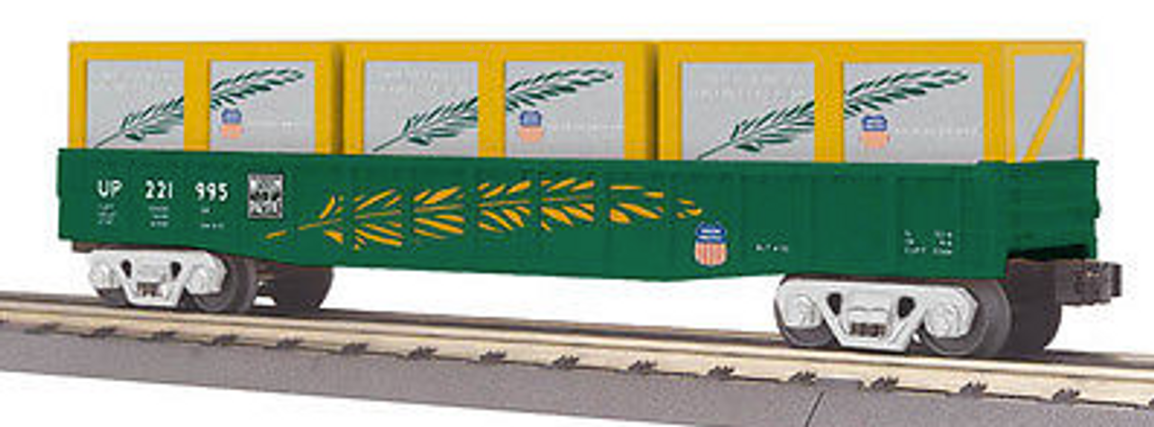 MTH Railking semi-scale WP gondola car with crates, 3 rail