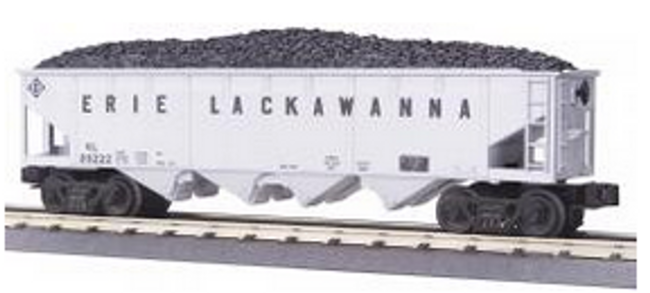 MTH Railking semi scale Erie Lackawanna 4 Bay Hopper Car w/coal, 3 rail