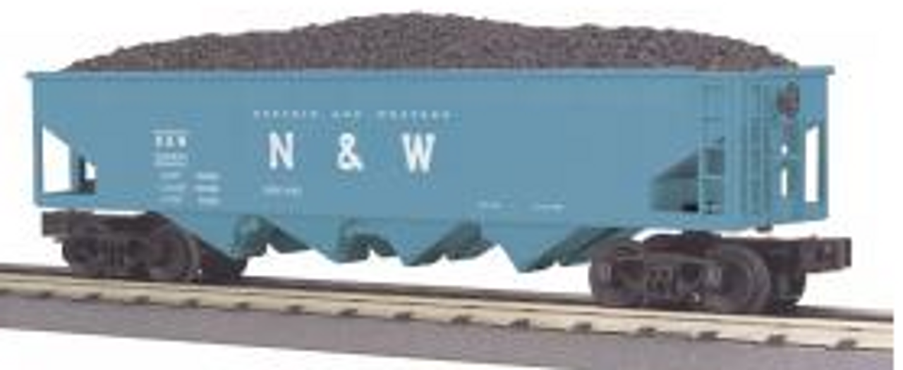 MTH Railking semi scale N&W 4-Bay Hopper Car w/ Coal Load, 3 rail