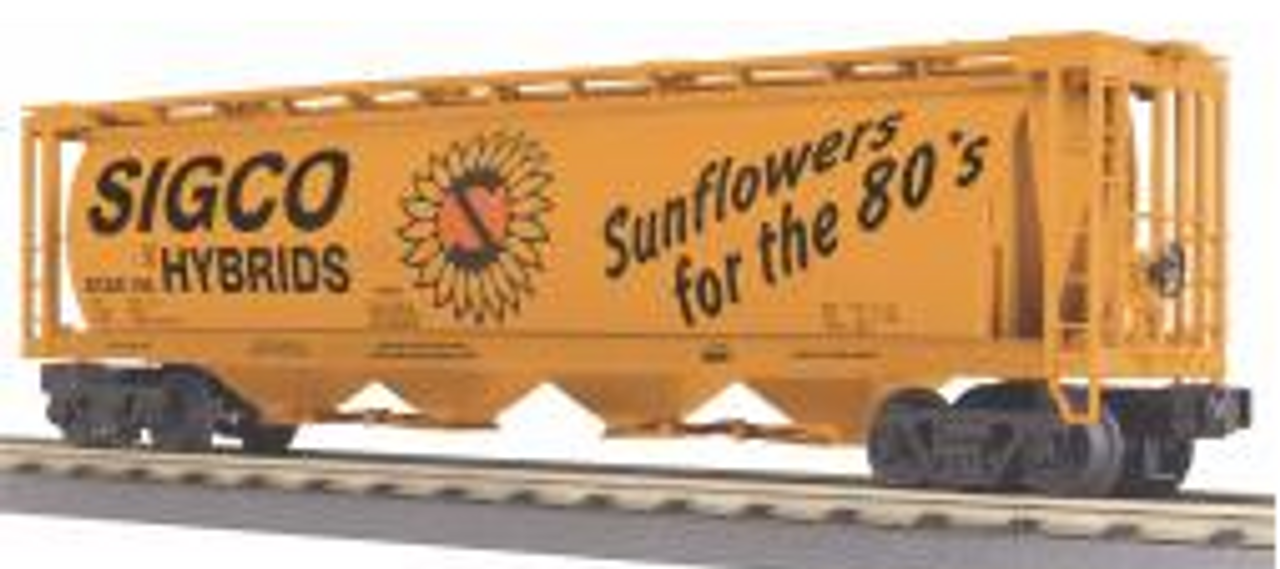 MTH Rail King semi-scale Sigco Hybrids 4-Bay Cylindrical Hopper, 3 rail