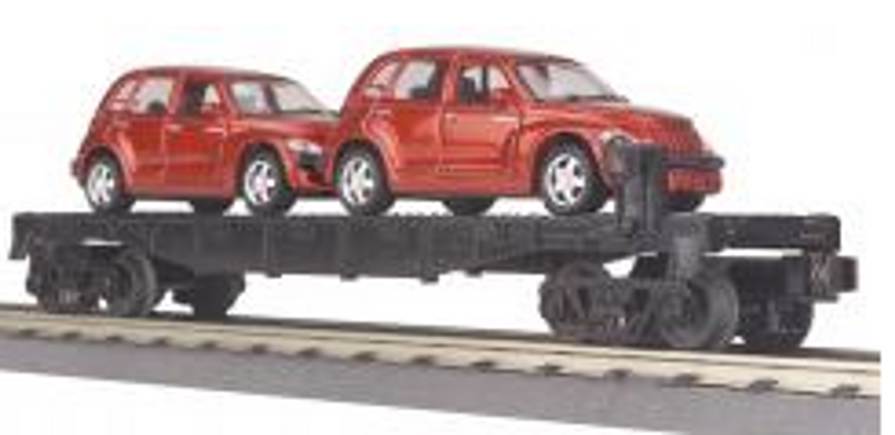MTH Railking  Auto Transportation Flat Car w/ 2 Red PT Cruisers, 3 rail