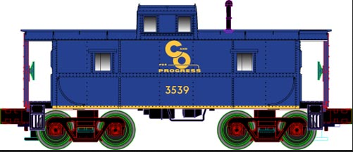 Atlas O Industrial Rail C&O caboose , 3 rail, 027