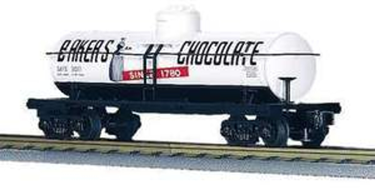 MTH Railking Baker's Chocolate 1930s-60s riveted style single dome  Tank Car, 3 rail