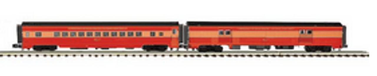 Pre-order for MTH  Premier  SP  2 car streamlined (smooth side) baggage and coach passenger cars, 3 rail