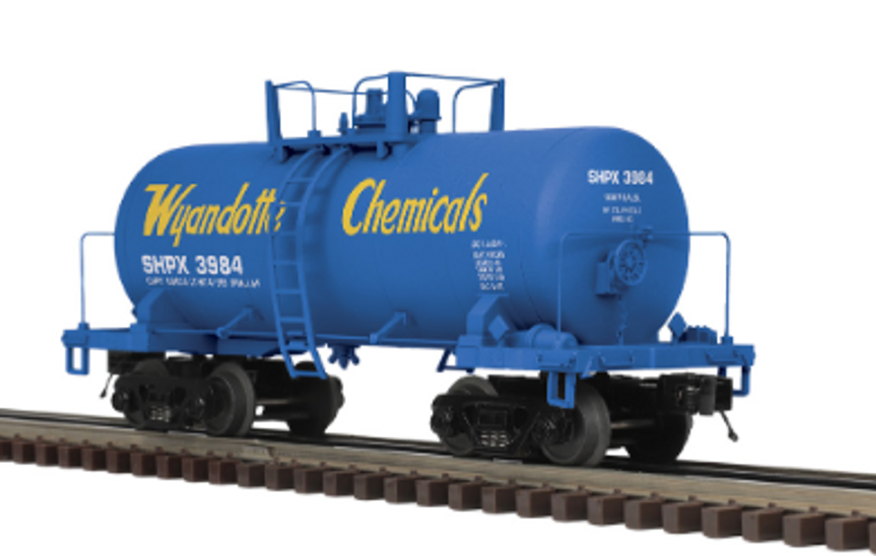 Pre-order for Atlas Premier Wyandotte chemical 34' Beer Can tank car, 3 rail or 2 rail