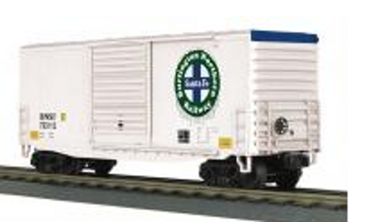 MTH Rail King BNSF (white)  40' High Cube  Box Car, 3 rail