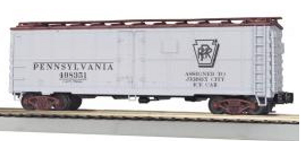 MTH Rail King semi-scale PRR Jersey City Ice Service rivited steel  Reefer, 3 rail, LIKE NEW CONDITION