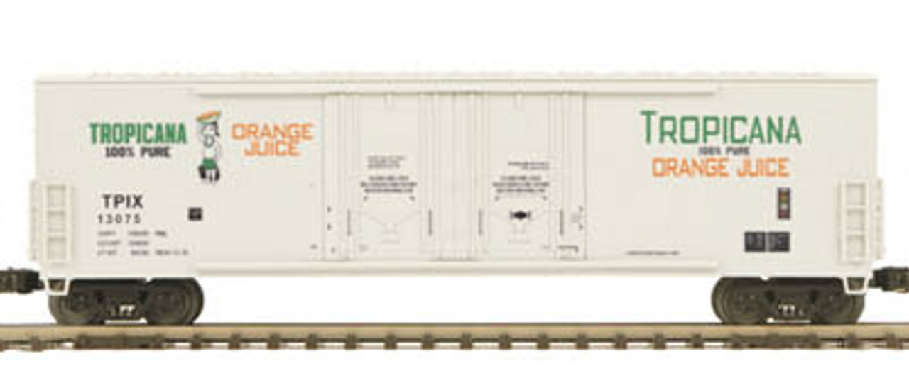 MTH Premier Tropicana 50' double Plug Door Reefer, 3 rail