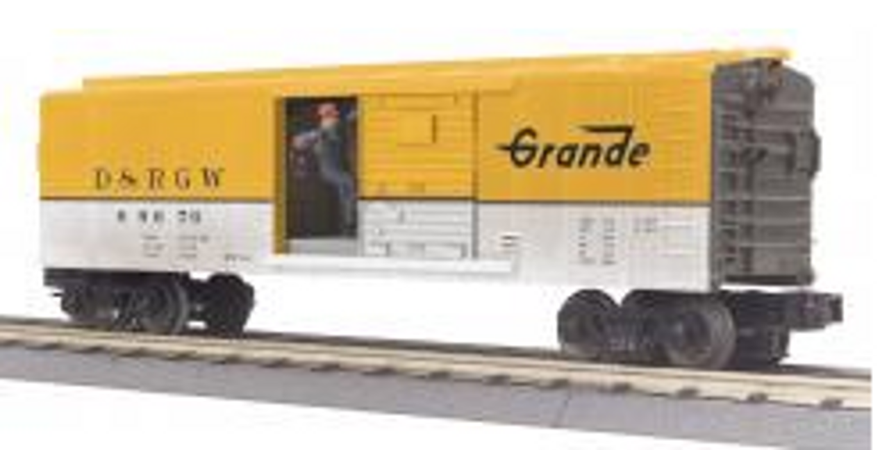 MTH Rail King Rio Grande  Operating  Box Car, with signal man, 3 rail