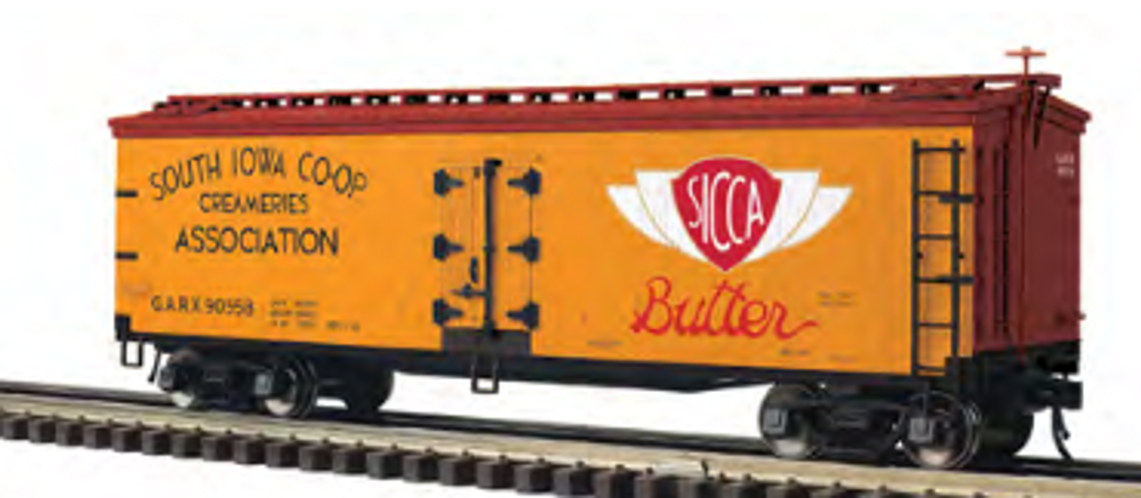 Pre-order for Atlas O South Iowa CoOp Creameries 40' Wood Reefer, 3 rail or 2 rail