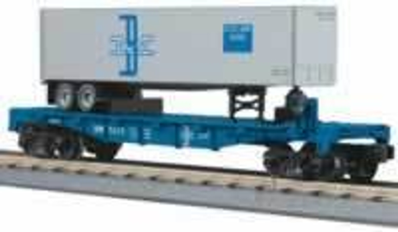 MTH Rail King Boston & Maine Flat Car with B&M Trailer, 3 rail